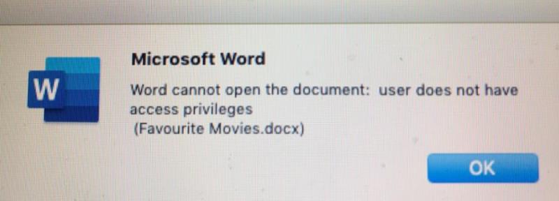 ファイルにアクセスするには追加の権限が必要です Word For Mac